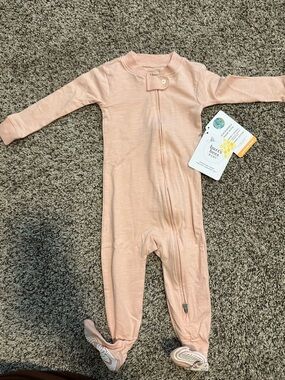 Burt’s Bees Baby Peach Zipper Footed One‑Piece 6‑9M NWT Organic